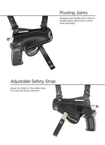 Koltster Shoulder Holsters, Leather Vertical And Horizontal Shoulder & Belt Adjustable Concealed Carry Holster, Fits Glock 17 19 22 23 26 27 (K445-G, Black) #TOP3