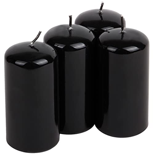 holzalbum Lot de 4 bougies pilier en cire - Diamètre : 5 x 10 cm - Noir Cover