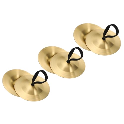 PATIKIL Finger Cymbal, 3 Pair Belly Dancing Finger Zills Brass Hand Cymbals Small Musical Instrument for Dancer Party
