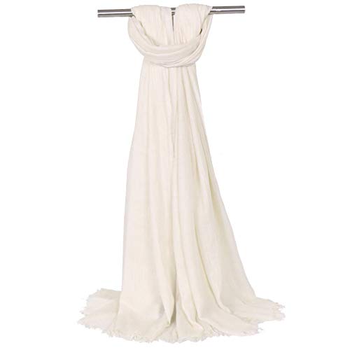 LMVERNA Women Solid Color Scarfs Large Long Lightweight Fringed Headscarf Linen Sheer Shawl Wrap