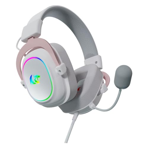 HEADSET GAMER REDRAGON ZEUS X, RGB, SURROUND 7.1, USB, BRANCO