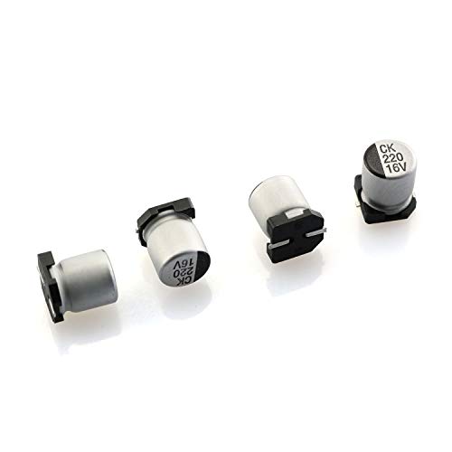 Tegg Capacitor 10PCS 220uF 16V 20% SMD Aluminium Electrolytic Capacitors for Arduino - Thumbnail 5
