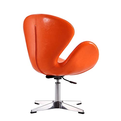 Manhattan Comfort Raspberry Mid Century Modern Living Room Round Seat Leather Accent Chair, 22", Set Of 2, Tangerine #TOP6
