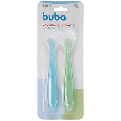 Buba Kit Colher Silicone Azul E Verde