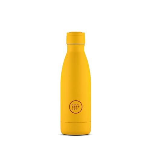 Cool Bottles - Botella de Agua de Acero Inoxidable - 350 ml - Vivid Yellow - 23,5 x 7 cm - Botella Térmica Hermética - Bebidas frías 36 horas y calientes 18 horas - Triple-Cool Technology - Sin BPA