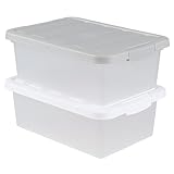 Cand 14 Quart Storage Bin with Lid, Durable Large Plastic Box for Organizing Your Towels, Toys, School Supplies, 2 Packs.