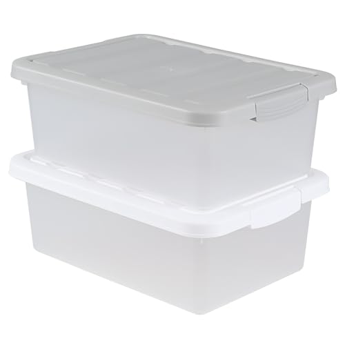 Cand 2 Pack Plastic Storage Bins with Lids, Latching Totes for Storage, 14 Qt Plastic Latching Box