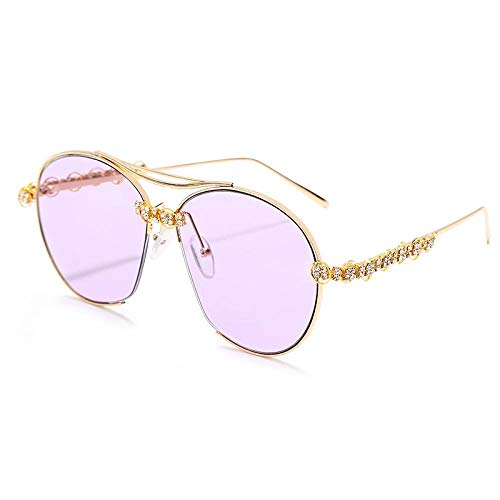 Preisvergleich Produktbild Sonnenbrille Herren Fashion Pilot Sonnenbrillen Frauen Übergroße Sonnenbrillen Männer Damenbrillen Vintage Round Glasses Shades Uv400 2Goldpurple