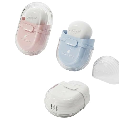 Image of Portable Travel Soap Holder with Lid Compact Soap Container for Bathroom, Travel, Gym & Camping - Stylish Cute Box with Drainage Feature Soap Stand (Multicolor, Pack of 2)