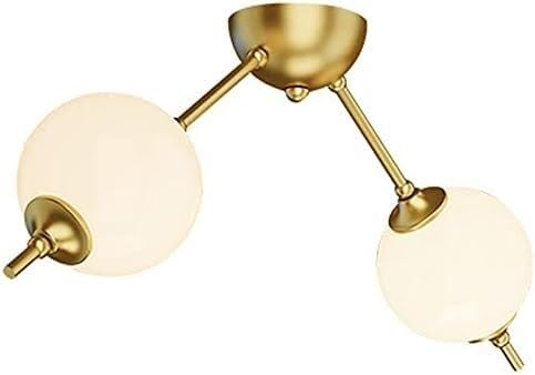 Lustre satellite en cuivre doré et verre dépoli au design classique