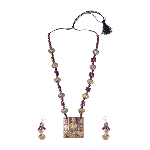 Image of AAKRITI ART CREATIONS Handcrafted Women's Jewelry Set - Ethnic Necklace and Earrings, Fashion Accessories for Special Occasions & Celebrations