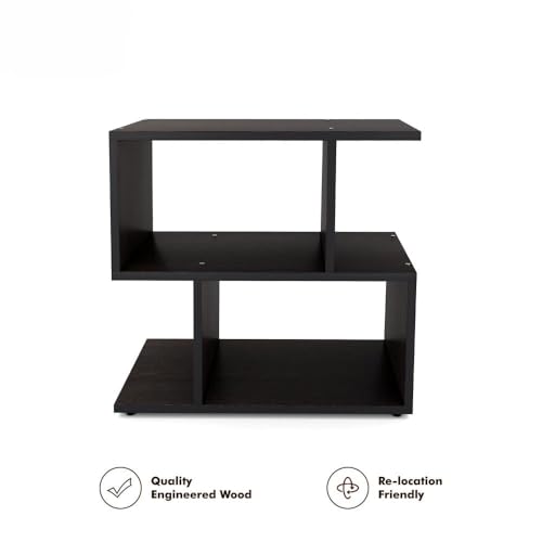Image of Firebees Modern Bedside Table for Bedroom with Open Storage | Nightstand & Side Tables for Bedroom | End Table, Small Space Coffee Table and Corner Table for Living Room Decor | Dark brown 48x20x43 cm