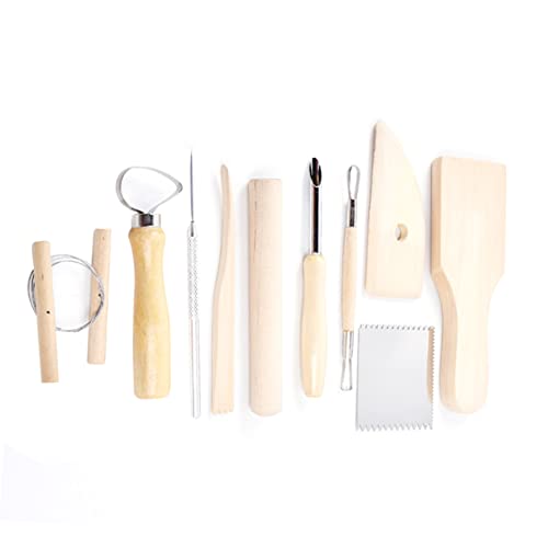 Beatifufu 10-Piece Wood Handle Stainless Steel Clay Tools Clay Craft Accessory Set for Clay Sculpture