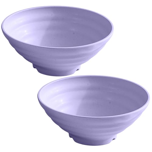 Image of Wheat Straw Salad Bowls Set (900ml) - Large Microwave Safe, Unbreakable & Stackable Bowls for Salad, Pasta, Soup, Ramen - BPA-Free, Eco-Friendly, Lightweight Serving Bowls for Kitchen (2, Purple)