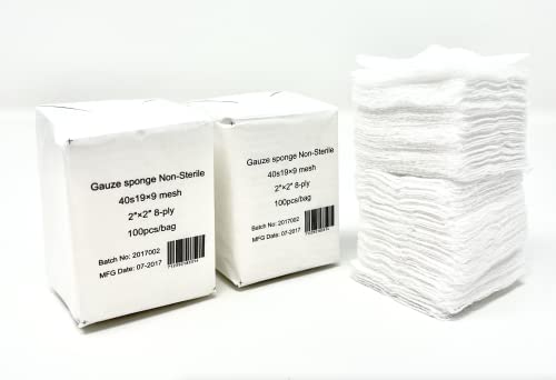 Gasa quirúrgica de algodón no estéril tejida de 8 capas 2"x2" caja de 1000 unidades miniatura 1