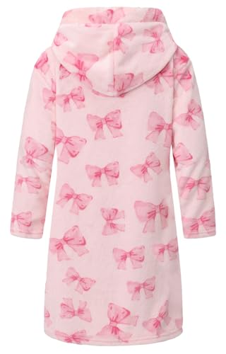 Image of Girls Fleece Robe Boys Hooded Bathrobe Soft Flannel Robe For Kids