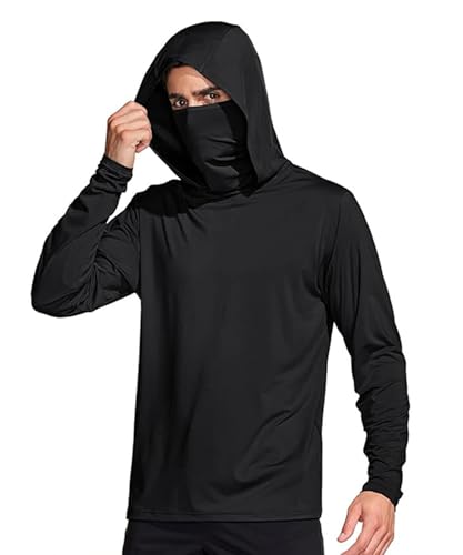 Sudadera evita sudor frío hombre con capucha secado rápido y máscara para viento