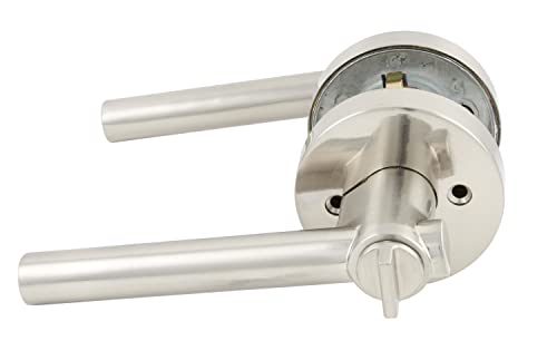 Image of Design House Eastport Keyed Entry Door Lever, Satin Nickel | Surface, Contemporary /Modern, Zinc, Hardware, 580977