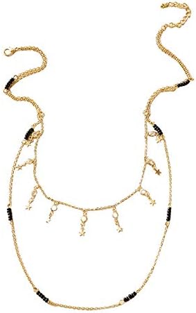 Sandistore125 Diamond Heart Necklace Bead Women Double Clavicle Pendant Necklace S^imple Necklace Accessories S^imple