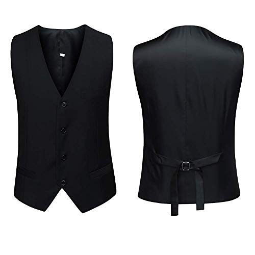 YOUTHUP Costume Homme Un Bouton Mode Slim fit Trois Pièces Elégant Business Mariage, Noir, M - Image 4