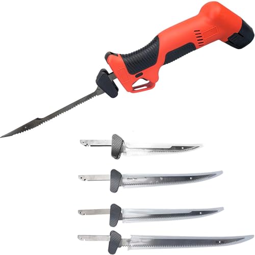 GALPBBCADE Cuchillo Electrico Cocina Inalámbrico con 4 Cuchillas de Acero Inoxidable y 2 Baterías Cuchillos Cocina Eléctrico Recargable Bloqueo de Seguridad Cuchillos Carne Mango Antideslizante
