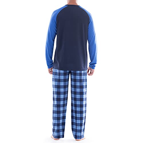 IZOD Men's Long Sleeve Colorblock Henley Tee and Microfleece Pant Sleep Set2