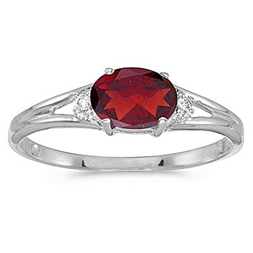 Oval Ruby And Diamond Right-Hand Ring 14K White Gold (0.60Ct) #TOP1