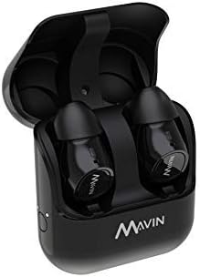 Mavin Air-X True Wireless Bluetooth 5.0 Earbuds with Charging Case,12h battery, IPX7 Sweat Proof, Built-in Latest SoC ,10 mins Quick Charge: Up to 100 ft. Range, Noise Cancelling Sports EarBuds,Black
