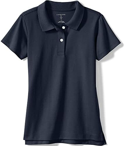 Lands' End School Uniform Girls Short Sleeve Feminine Fit Interlock Polo Shirt X-Large Classic Navy