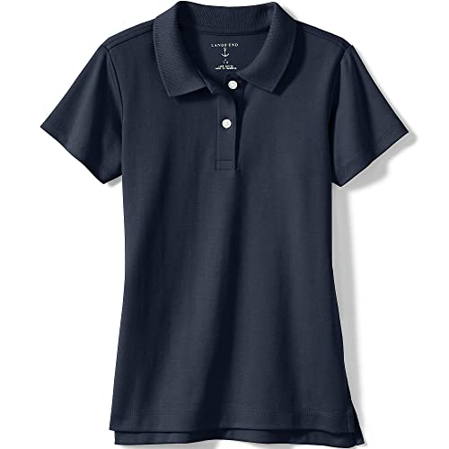 Lands' End School Uniform Girls Short Sleeve Feminine Fit Interlock Polo Shirt X-Large Classic Navy #TOP26