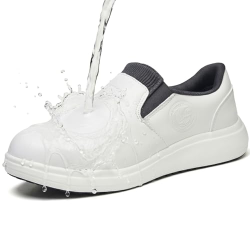 LANSNBO Non-Slip Waterproof Shoes for Women Wide Width, Slip-On Work Walking Sneakers, Arch Support Lightweight, Water & Oil Resistant for Kitchen Chefs Food Service Nurses Cleaners (White-41.5) LANSNBO Non-Slip Waterproof Shoes for Women Wide Width, Slip-On Work Walking Sneakers, Arch Support Lightweight, Water & Oil Resistant for Kitchen Chefs Food Service Nurses Cleaners (White-41.5)