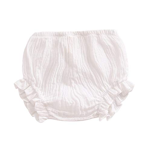 Newborn Toddler Baby Girls Kids Cotton Linen Bloomer Shorts Diaper Cover (White, 2-3 T)