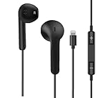 Earbuds with Lightning Connector, [MFi certified] In Ear Wired Earphones for Apple iPhone 14/14 Plus/13/12/11/8/7 X Pro Max with HiFi Audio Stereo Microphone (Black)