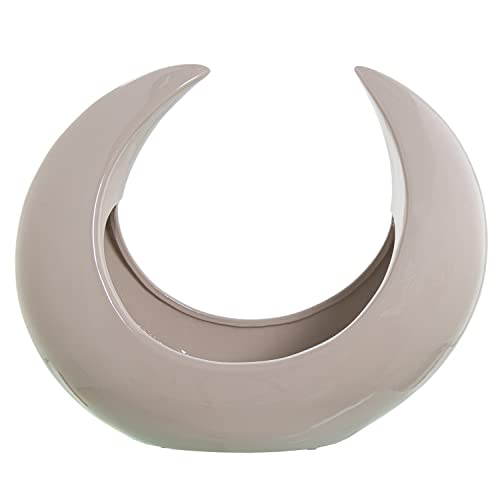 Centro luna céramique gris clair brillant 34x14x28cm - 2