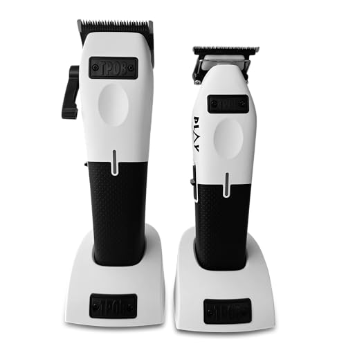 Image of TPOB Play Barber Hair Clippers & Trimmer for Men 7500 RPM with Rubber Grips (White 2 Set)