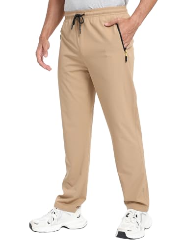 Image of Men's Lightweight Hiking Pants Elastic Waist Water Resistant Quick-Dry Sweatpants for Running Traveling Outdoor Work