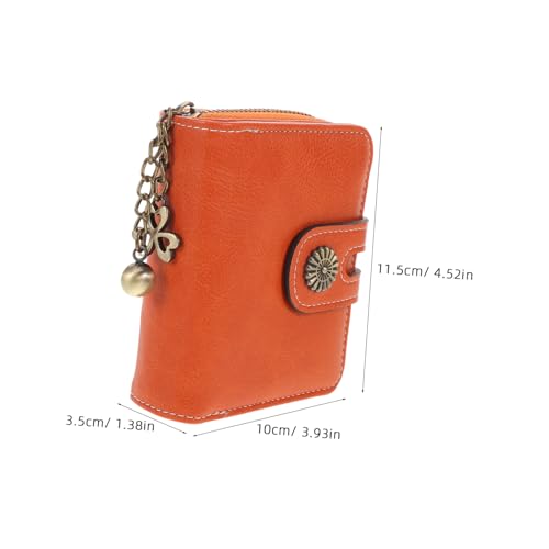 Bifold Wallet for Women Elegant Zipper Purse with Chain Charm Compact Card Holder Coin Storage for Travel and Daily Use Durable PU Leather2