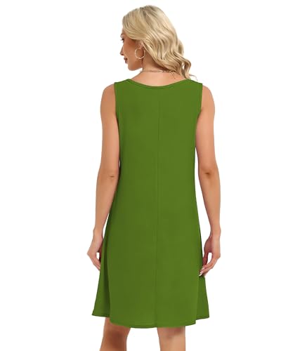 Image of elescat Womens Summer Dresses Casual V Neck Sleeveless Pockets Beach Loose Tank Sundress 2026