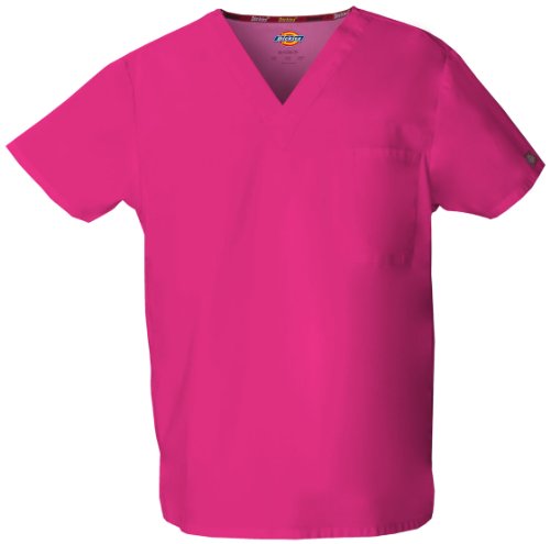 Image of Dickies EDS Signature Scrubs for Women and Scrubs for Men, Unisex One Pocket V-Neck Top in Soft Brushed Poplin 83706