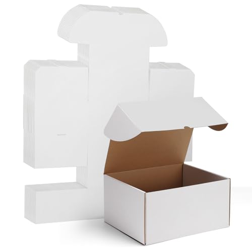 WIFTREY 12x10x6 Shipping Boxes set of 15, 12 x 10 x 6 White Corrugated Cardboard Boxes for Packaging Small Business, Moving, Mailing