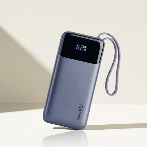 Image of GRAVL Axis 67, 20000mAh Laptop Power Bank, 67W Fast Charging, iOS Android, Flight Safe, Type-C Cable, Smart Display (Gray)