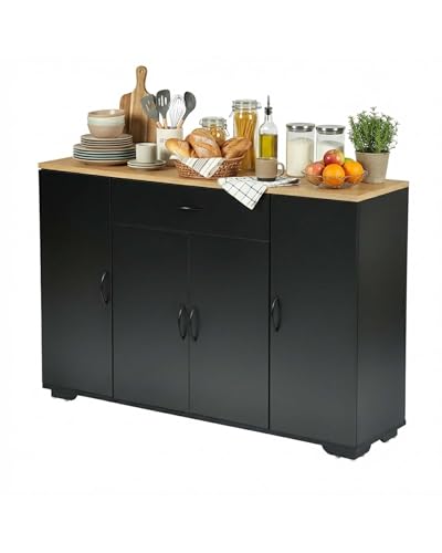 Amveya Meuble Cuisine Rangement avec Plan de Travail avec 4 Portes et 1 Tiroir, Meuble de Rangement...