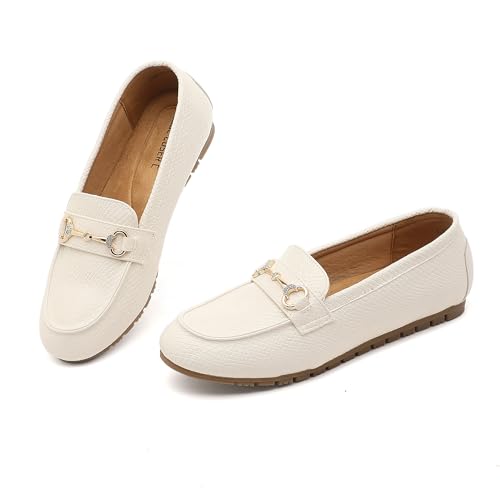 Image of Women's Wide Loafers Casual Slip on Flat Shoes Women's Comfort Penny Loafers with Arch Support Women Dressy Moccasins