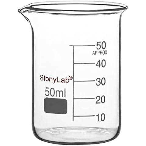 stonylab 50ml Graduated Glass Beaker with Spout Cover