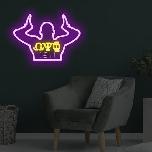 Image of ΩΨΦ Neon Signs Omga Fraternity Neon Psi Phi Lights for Wall Decor,1911 Psi Phi Purple Sorority LED Sign for Birthday Gfits, Party Decor, USB Power Sorority Signs Gifts