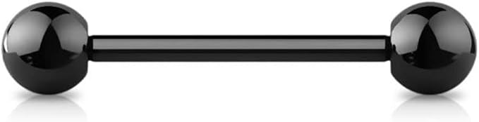 Piercing Per Lingua E Capezzolo In Acciaio Chirurgico 316L – 14G (1.6 Mm) X 16 Mm, Sfere Da 6 Mm Rimovibili, Argento - copertina