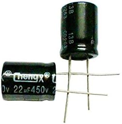 22uF 450V 16X20mm(6.3x7.9in) +/-20% -25°C to +105°C 10PCS Aluminum Electrolytic Capacitors