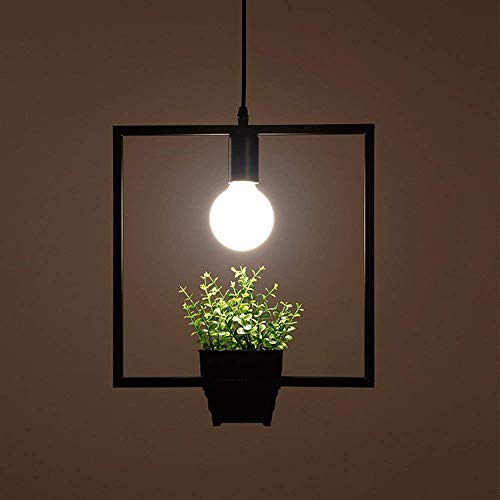 Plafonnier extérieur suspension style industriel rétro luminaire carré noir 33cm