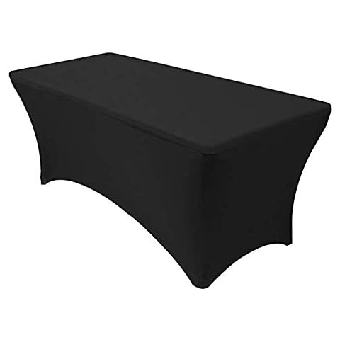 YRYIE 8 ft Spandex Fitted Stretch Tablecloth Rectangular Table Cover for Wedding Outdoor Party (Black) Cover