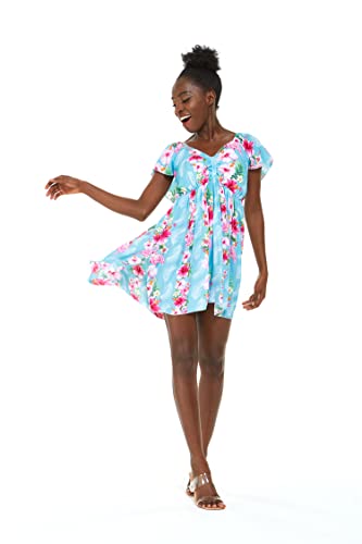 Image of Hawaii Hangover Family Matching Clothes, Pink Hibiscus Vine Turquoise | Family matching Hawaiian outfits, Pink Hibiscus Vine Turquoise, lightweight rayon, machine washable, tropical floral print